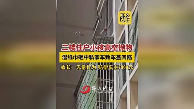 小孩拋濕紙團砸中私家車 家長賠了7000元