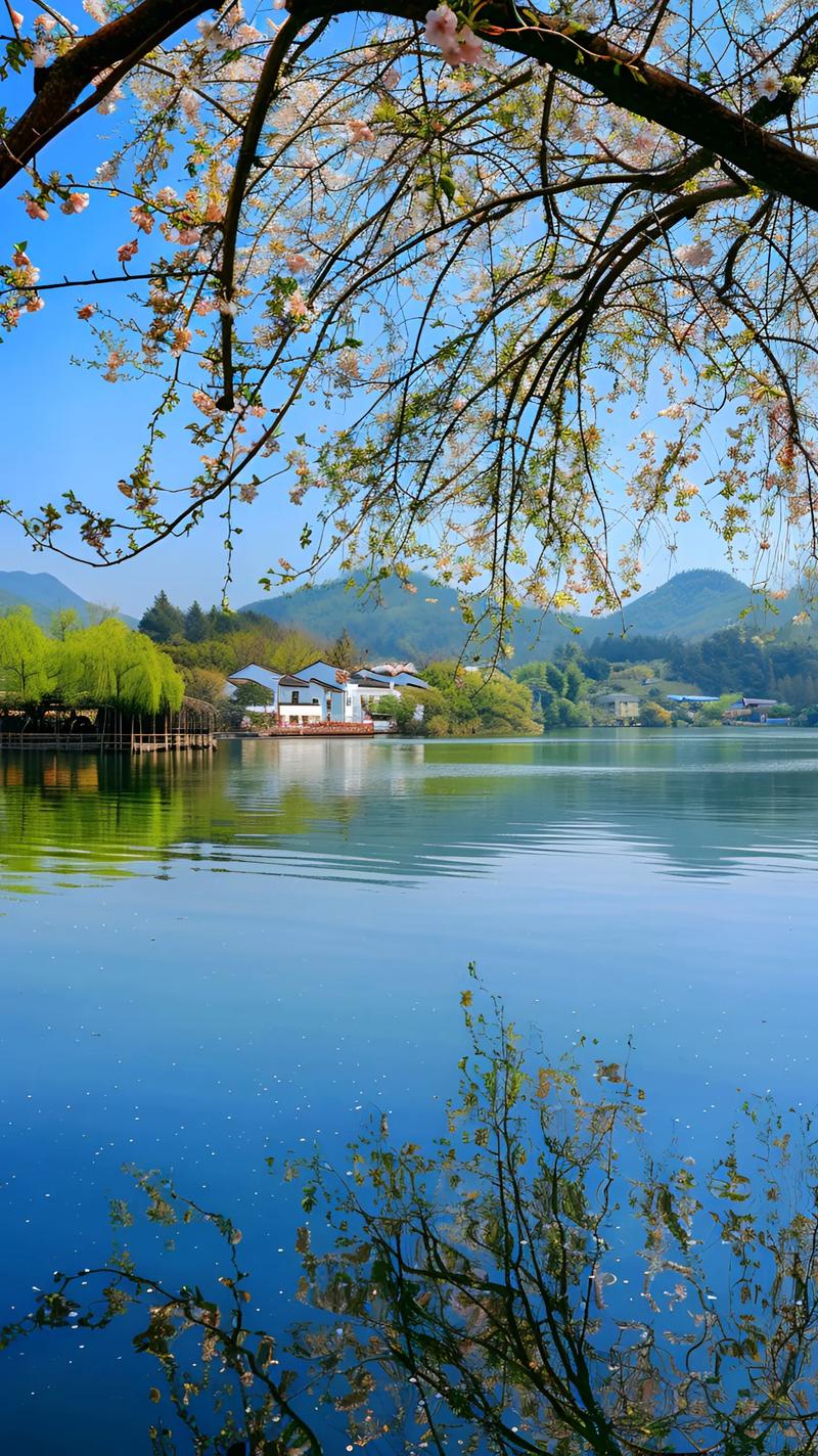 初春清晨，邂逅湖邊美景