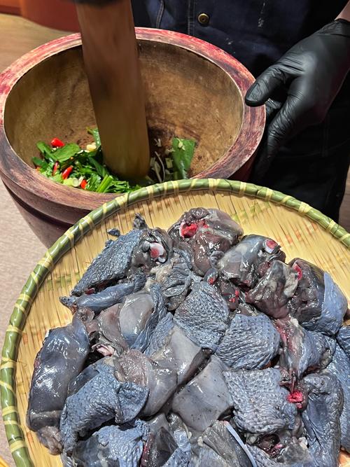 苗大姐宰殺自養(yǎng)烏雞，做正宗貴州辣子雞，卡卡炫飯吃肉肉