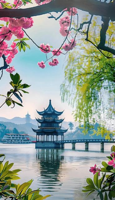 三月桃花朵朵開，絲絲縷縷醉心懷！游杭州桃花湖公園